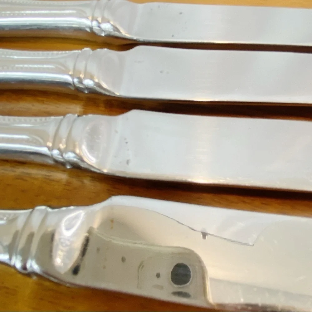 Roberts & Belk Lot of 6 Dinner Knives Continental Bead Discontinued Grp B